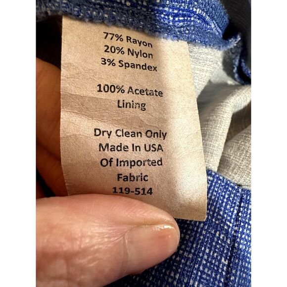 SARA CAMPBELL Women's Textured Fabric Sleeveless Sheath Dress Blue/White Size 6 - Picture 9 of 9